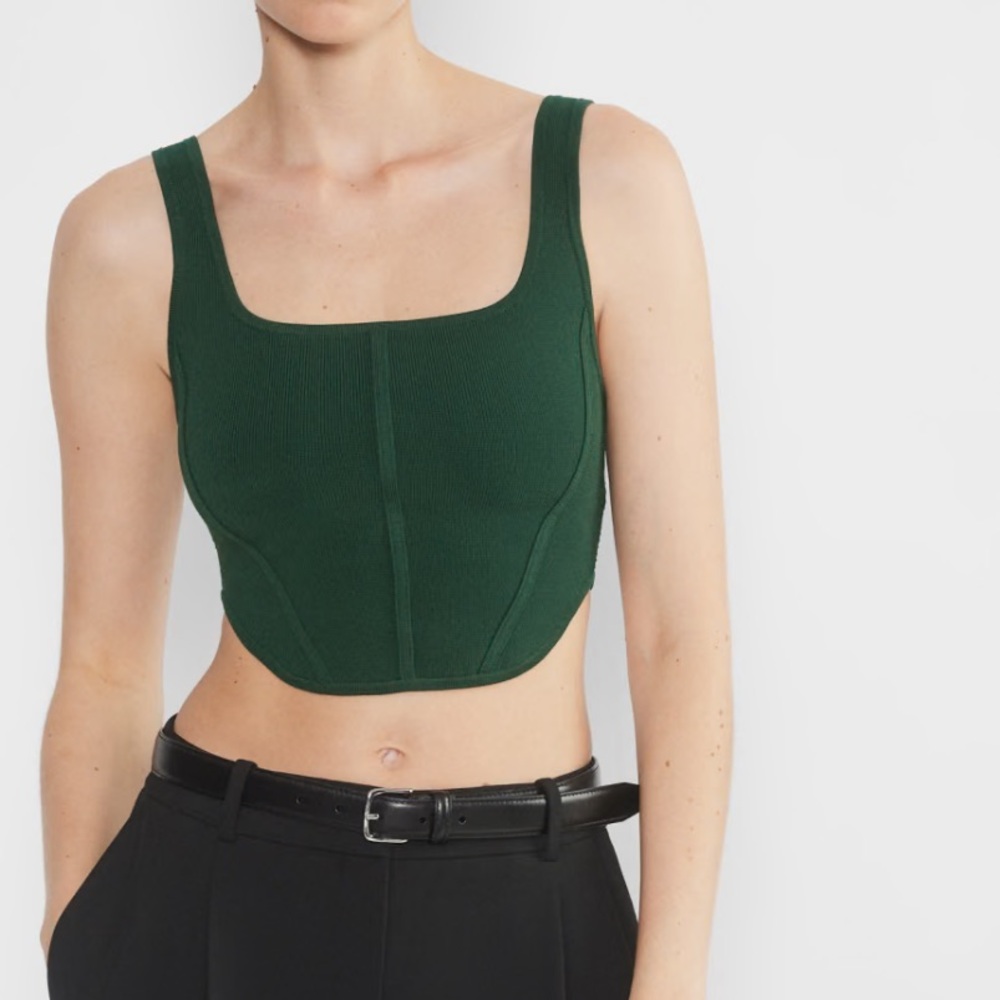 Aritzia Babaton color Scarab green Sculpt Knit Bustier Tank